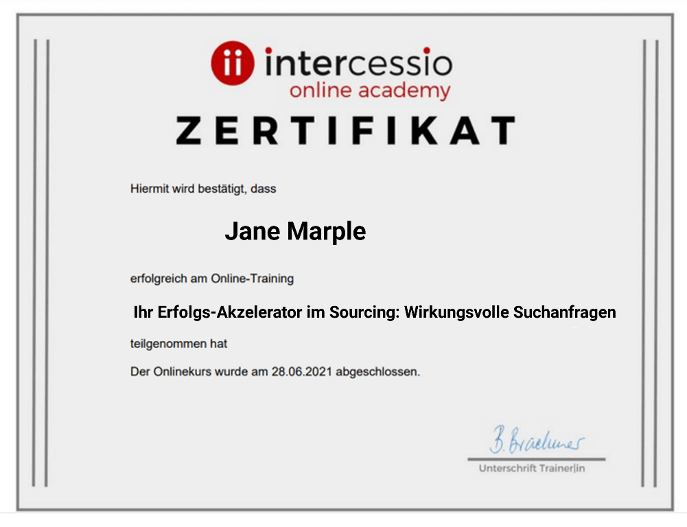 Zertifikat Wirkungsvolle Suchanfragen Zertifikat Wirkungsvolle Suchanfragen